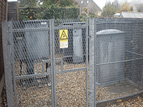 An electricity substation in a residential area